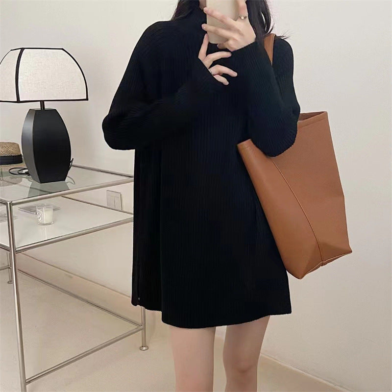 Damen Grobstrickpullover mit hohem Kragen und lässiger Passform Drune