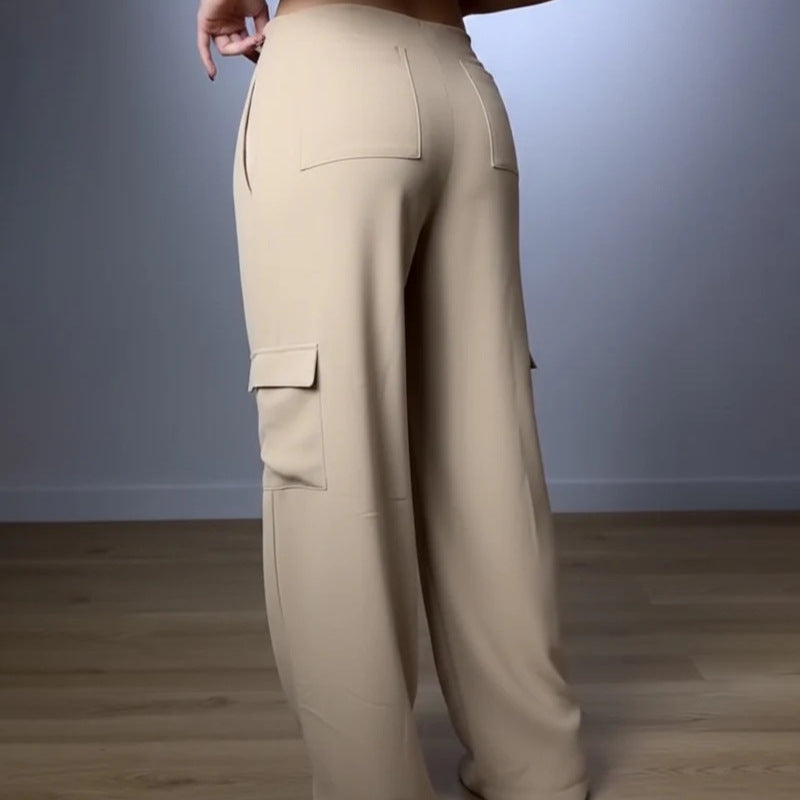 Damen weite Cargo-Hose mit elastischem Bund und praktischen Taschen Drune