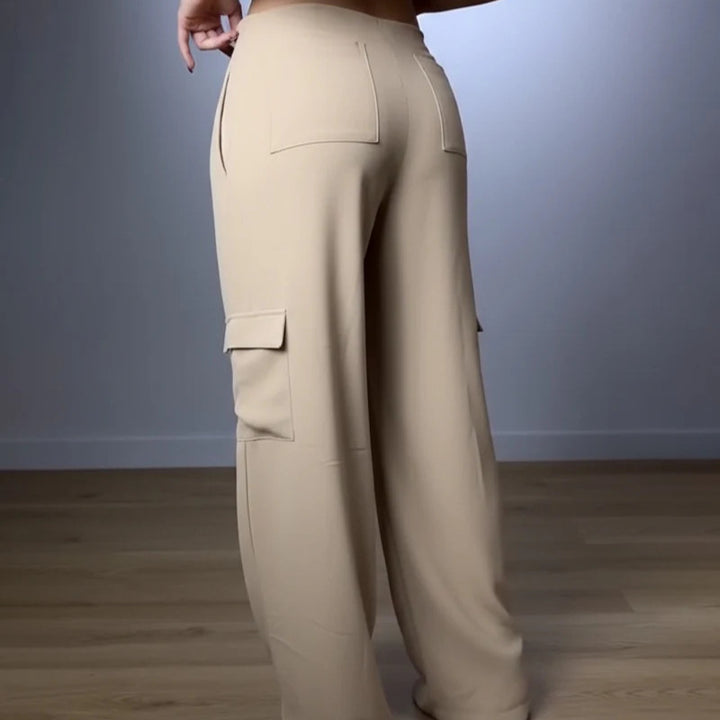 Damen weite Cargo-Hose mit elastischem Bund und praktischen Taschen Drune