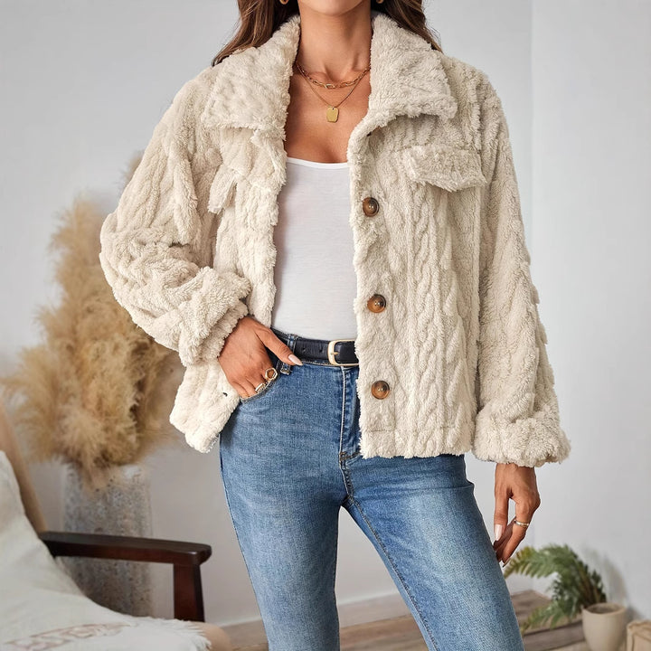 Damen Oversize Plüschjacke mit strukturiertem Design Drune