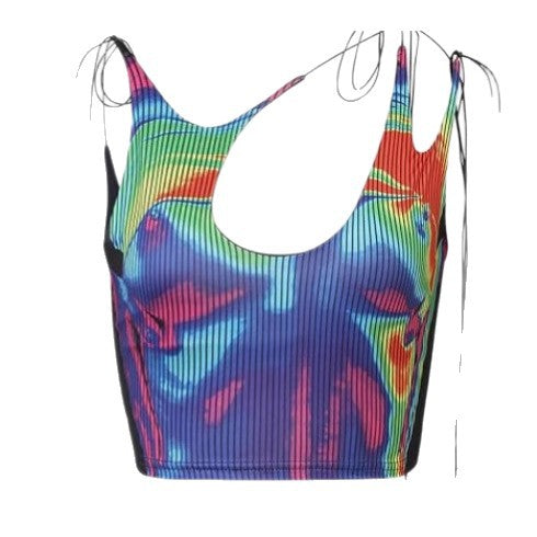 Damen sportliches Crop-Top mit asymmetrischem Design und feinen Schnürdetails Drune