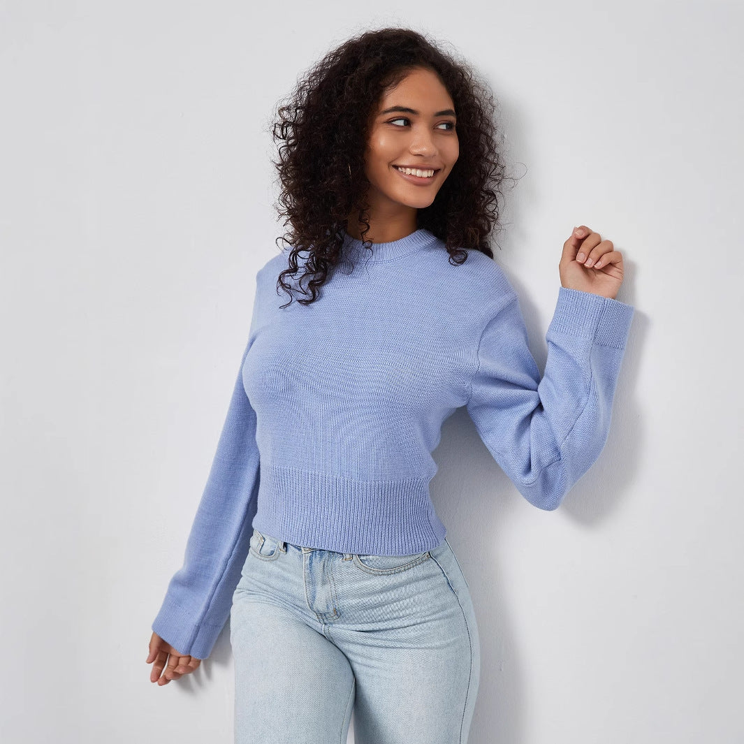 Damen lässiger Pullover mit weit geschnittenen Ärmeln Drune