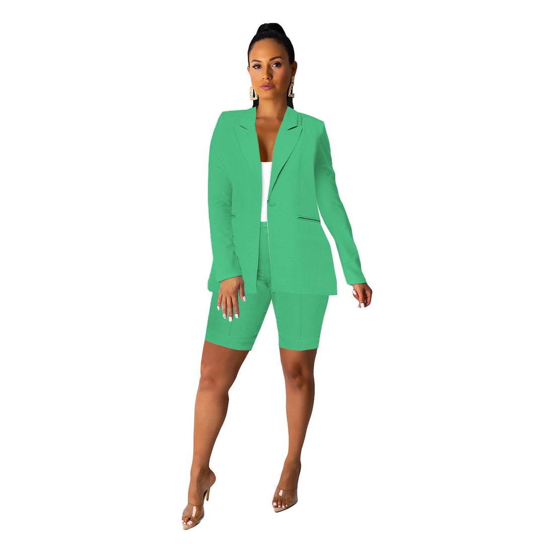 Damen elegantes Blazer-Set mit kurzen Hosen und feinen Details Drune