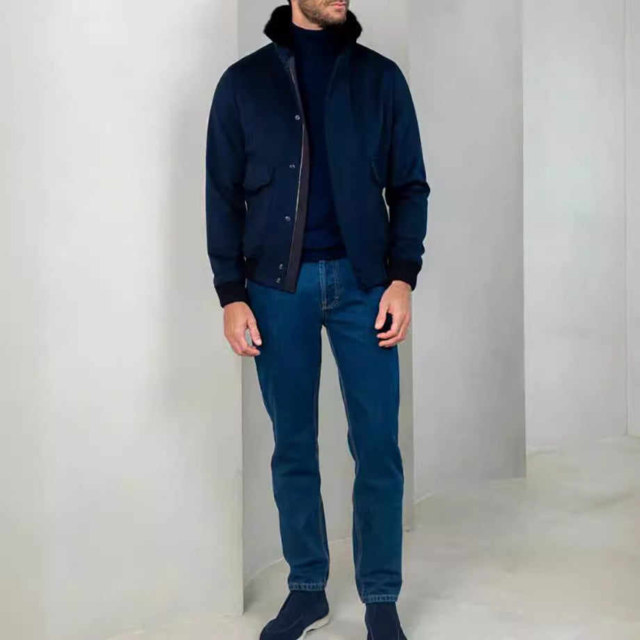 Herren stilvolle Übergangsjacke mit weichem Kragen und praktischen Eingrifftaschen Drune