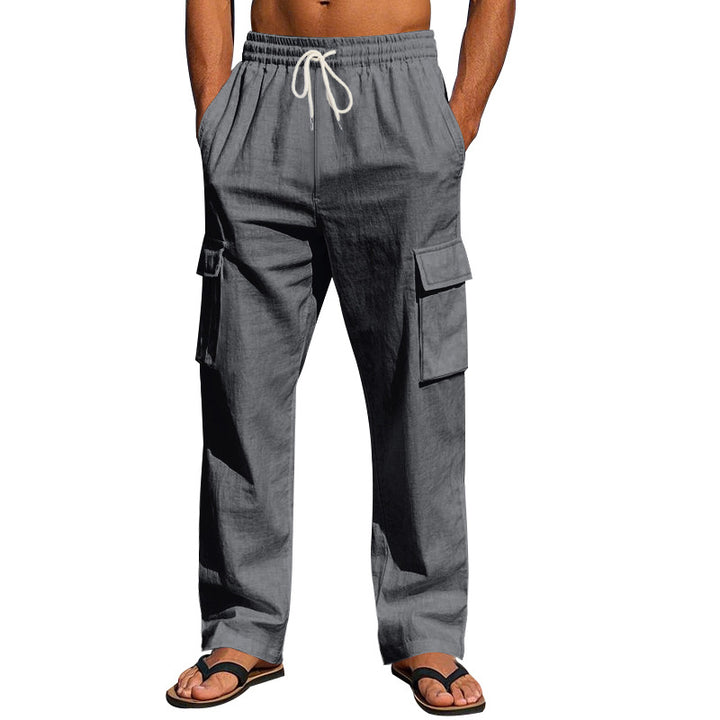 Herren nan leichte Cargohose im Resort-Look mit elastischem Tunnelzug, Mehrfachtaschen und geradem Bein Drune