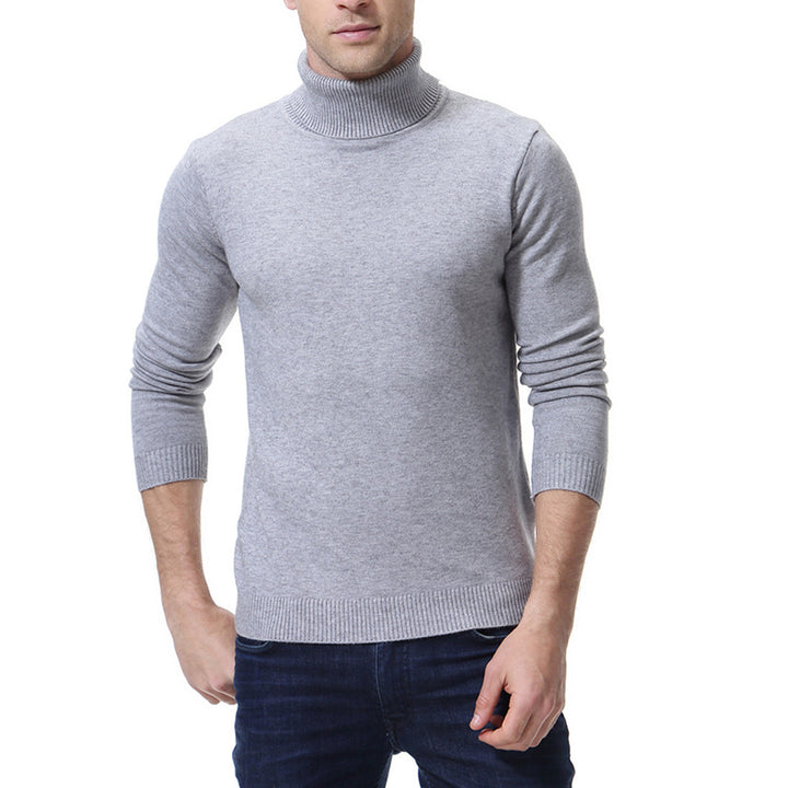 Herren nan schlanker Feinstrick-Rollkragenpullover aus Merino-Baumwollmix mit Rippenbündchen Drune