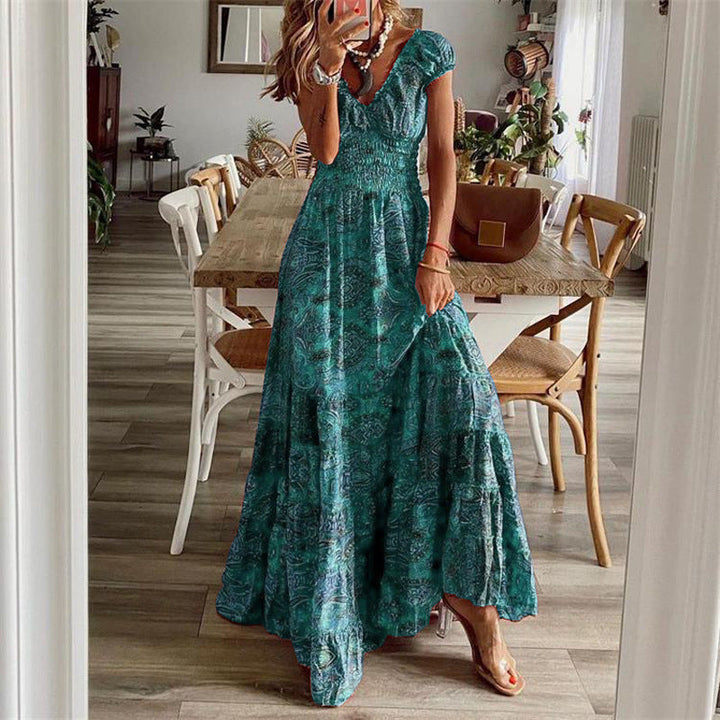 Damen Maxikleid Chiffon V-Ausschnitt