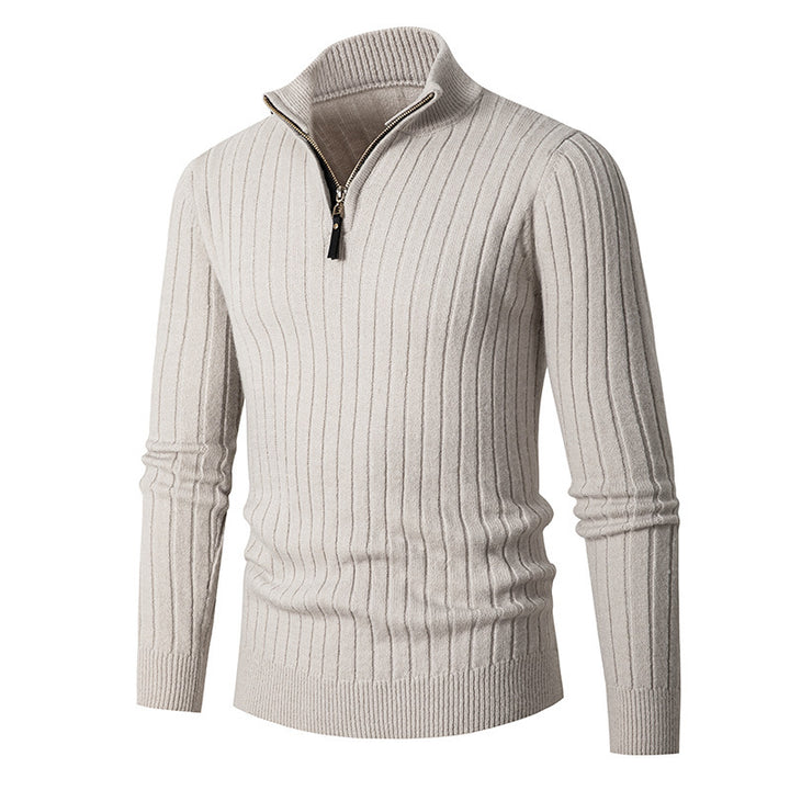 Herren Strickpullover mit hohem Kragen und Reißverschluss Drune