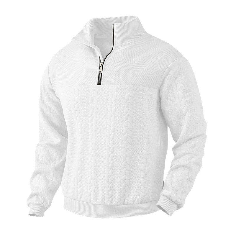 Herren nan Strickpullover mit kurzem Reißverschluss und Zopfmuster Drune