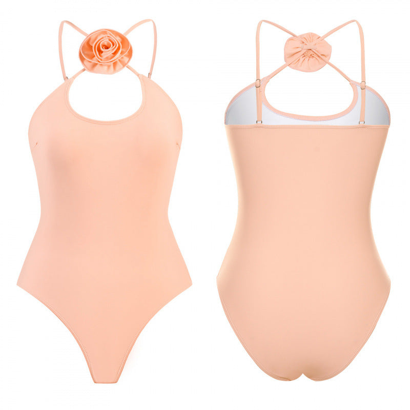 Damen Einteiler Badeanzug mit floralem Dekor und keyhole Ausschnitt Drune