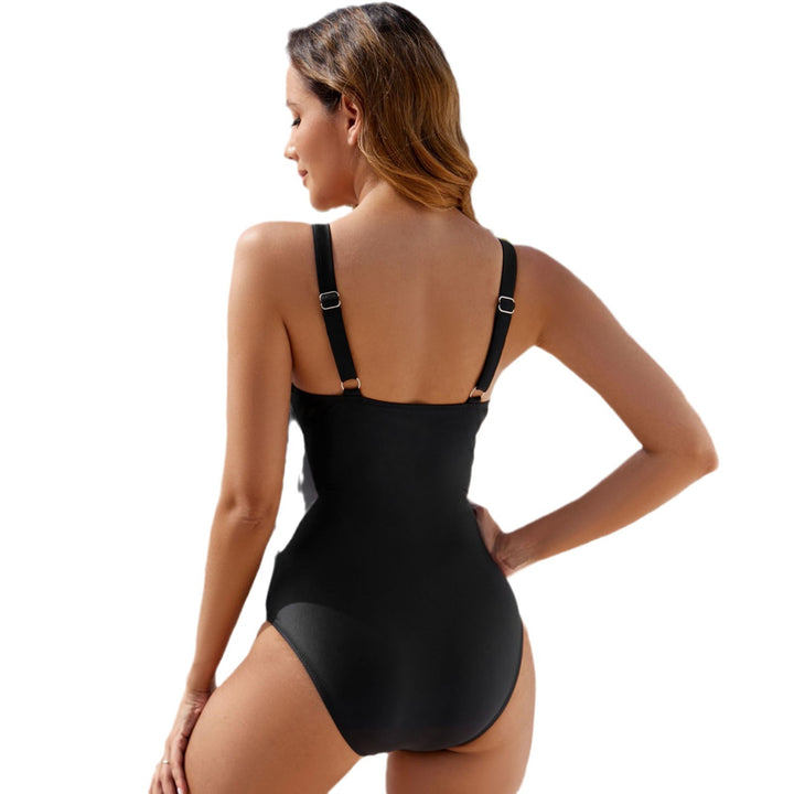 Damen Einteiler Badeanzug mit tiefem V-Ausschnitt und Waistbelt Drune