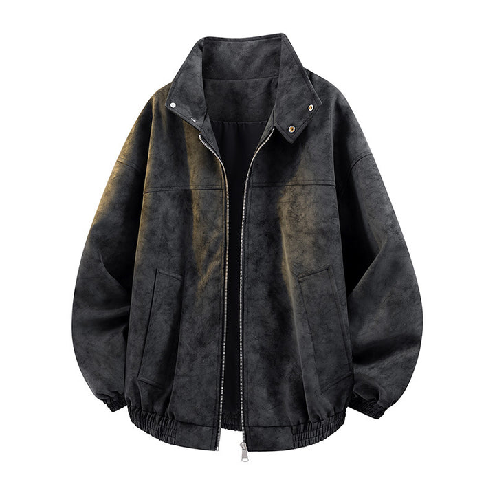 Herren lässige übergroße Jacke mit hohem Kragen und elastischem Bund Drune