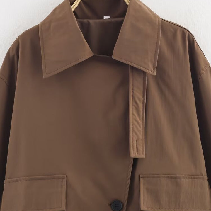 Damen lässige Utility-Jacke mit praktischen Pattentaschen und elegantem Stehkragen Drune