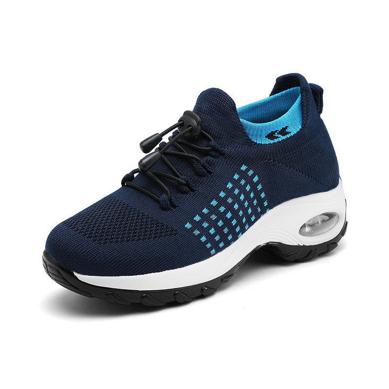Damen nan leichte atmungsaktive Strick-Sneaker mit Luftkissen und hohem Sockenkragen Drune