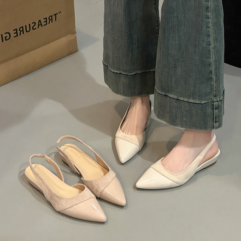 Damen Slingback-Flats mit spitz zulaufender Zehenpartie aus weichem Wildleder und glänzender Oberfläche Drune