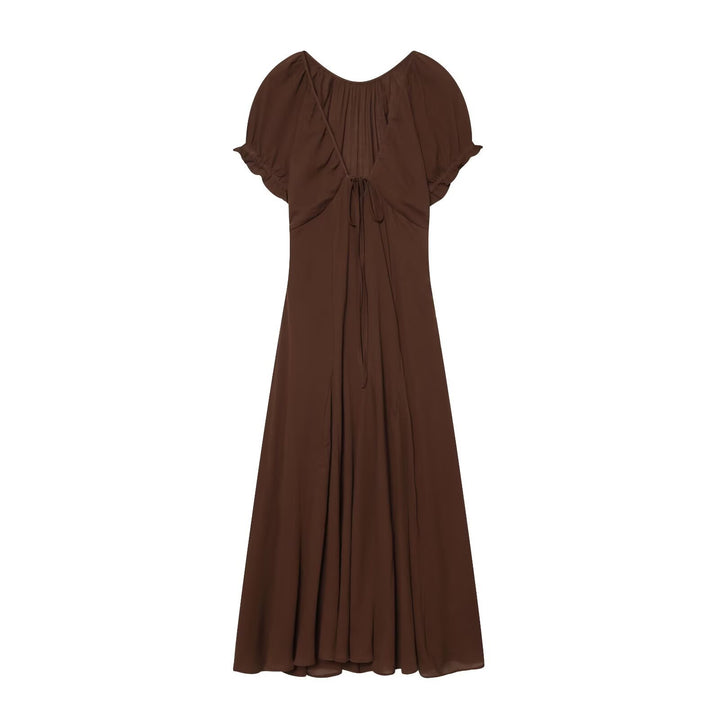 Damen Maxikleid mit fließendem Schnitt und verstellbarem Kordelzug Drune
