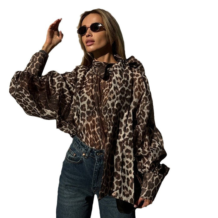 Damen Oversized Bluse mit einzigartigem Leopardenmuster Drune