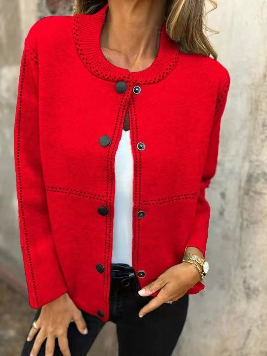 Damen Strickjacke mit Knopfleiste und edler Halslinie Drune