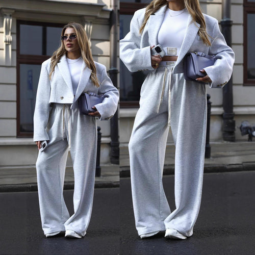 Damen lässiger Anzug im Oversized-Stil mit elastischem Bund Drune
