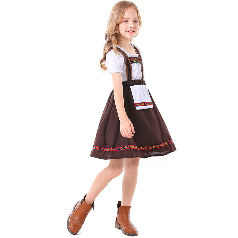 Damen nan traditionelles Mädchen-Dirndlkleid mit Schürze und dekorativen Stickereien Drune
