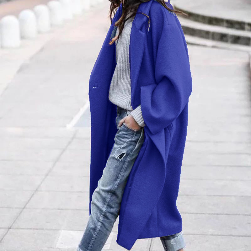 Damen Oversize-Wollmantel mit Reverskragen Drune