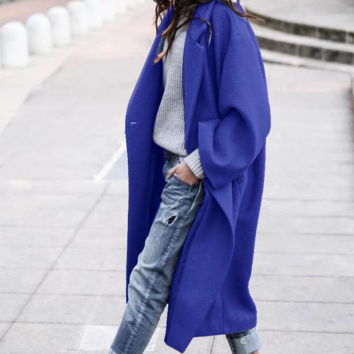 Damen Oversized Wollmantel mit klassischem Revers und modischem Schnitt Drune