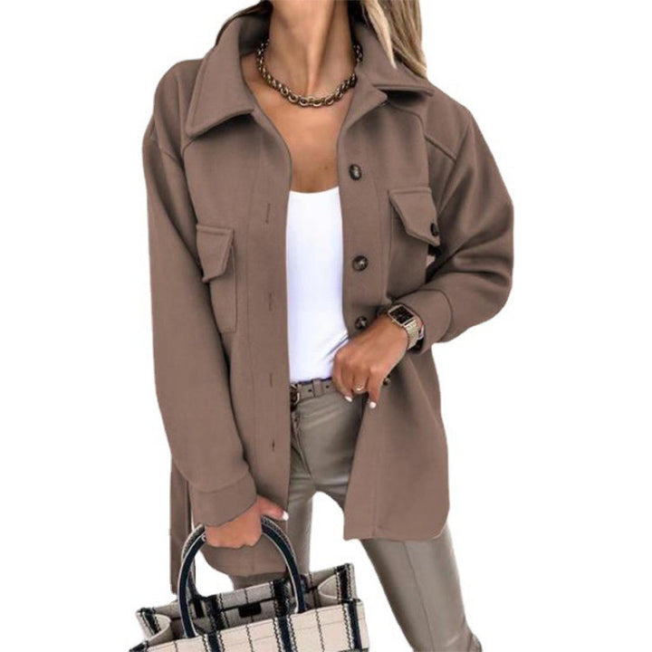 Damen lässige Langarmjacke mit Taschen Drune