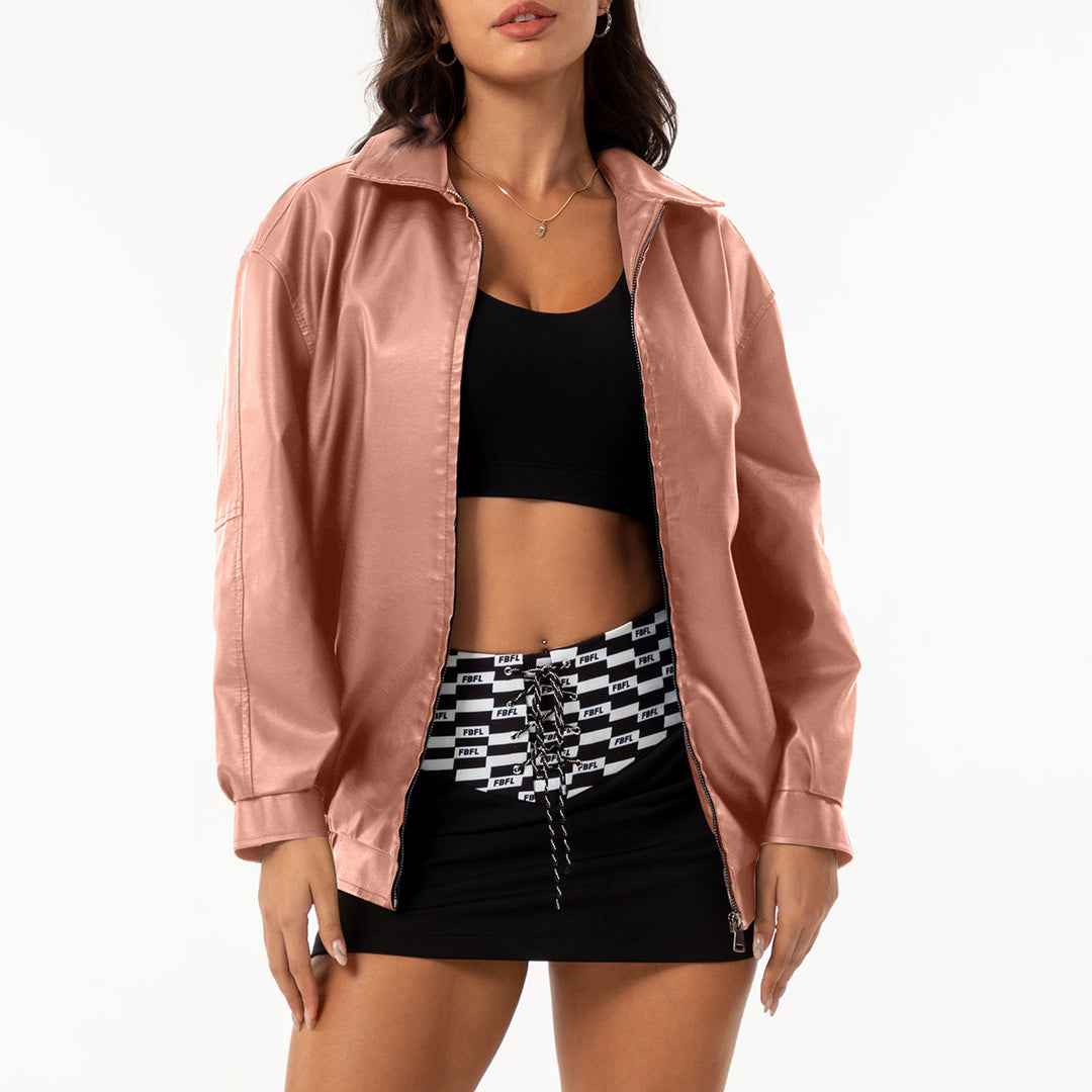 Damen lässige Satinjacke mit modernem Schnitt und praktischen Taschen Drune