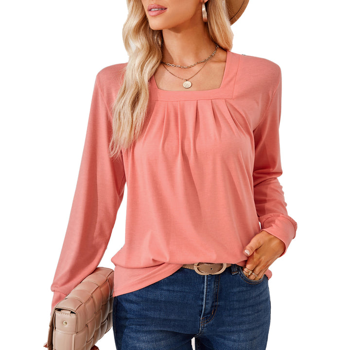 Damen Langarmshirt mit quadratischem Ausschnitt und femininer Raffung Drune