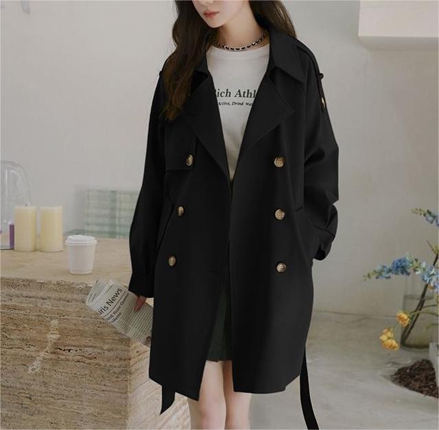 Damen lässiger Trenchcoat mit Gürtel und klassischen Knopfdetails Drune
