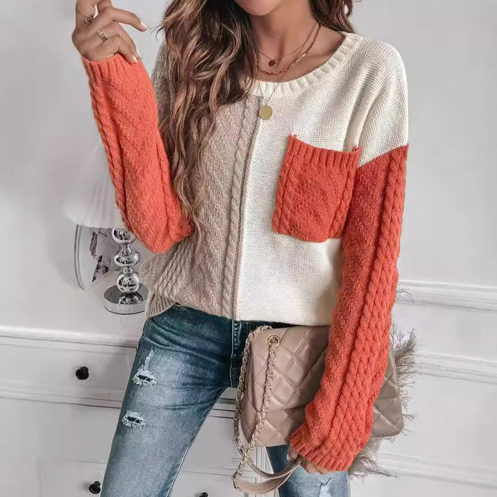 Damen legerer Strickpullover mit asymmetrischem Design Drune