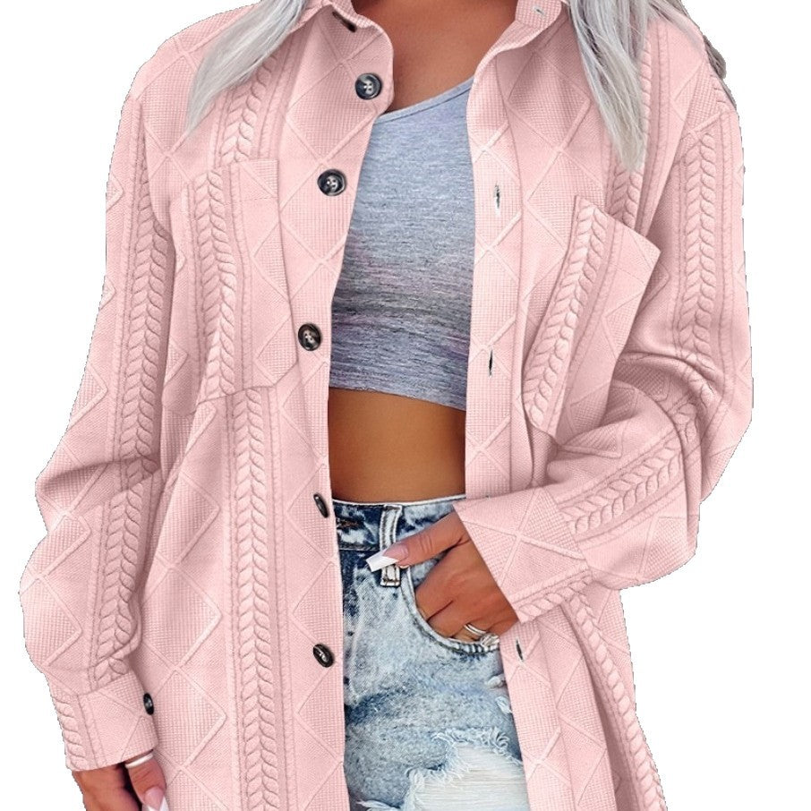 Damen lässige Strickjacke mit strukturiertem Design und Knopfverschluss Drune