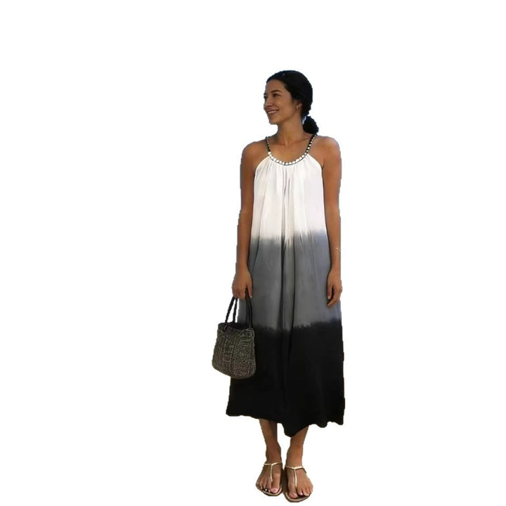 Damen Maxikleid mit plissiertem Oberteil und verziertem Träger Drune