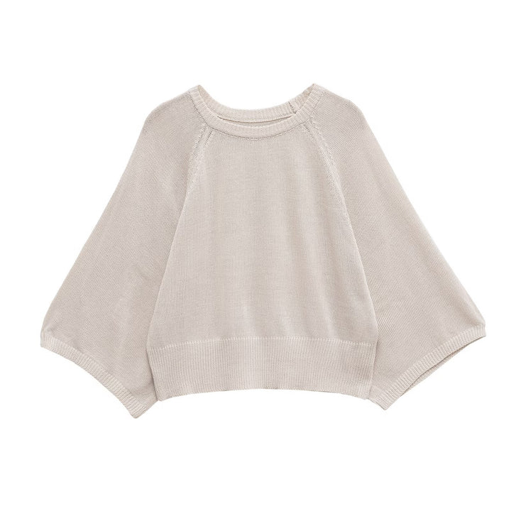 Damen lässiger Pullover mit weiten Ärmeln und Rundhalsausschnitt Drune