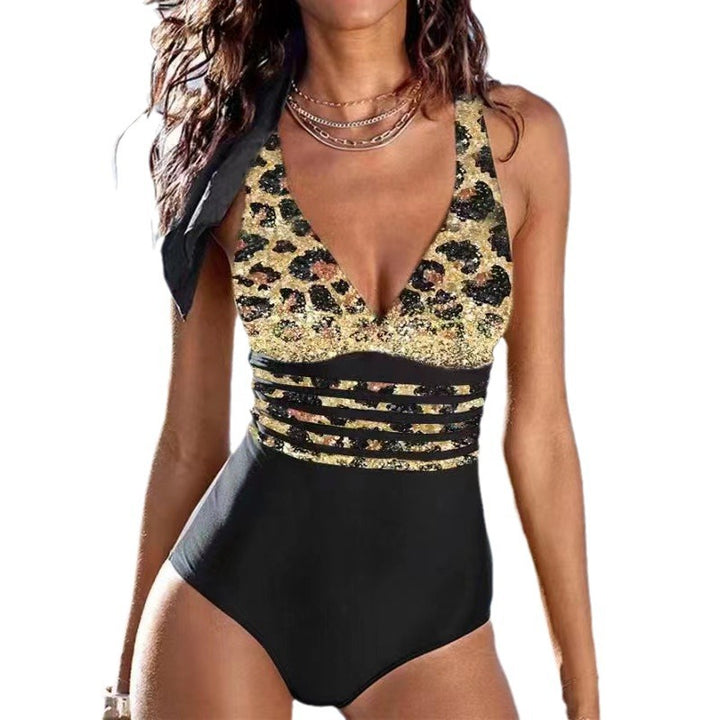 Damen Einteiliger Badeanzug mit figurformendem Design und tiefem V-Ausschnitt Drune