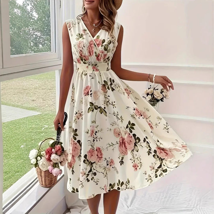 Damen Verspieltes A-Linien Kleid mit floralen Details Drune