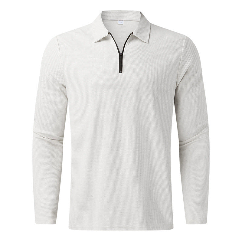 Herren Sportliches Langarm-Henley-Shirt mit Reißverschluss und strukturierter Oberfläche Drune
