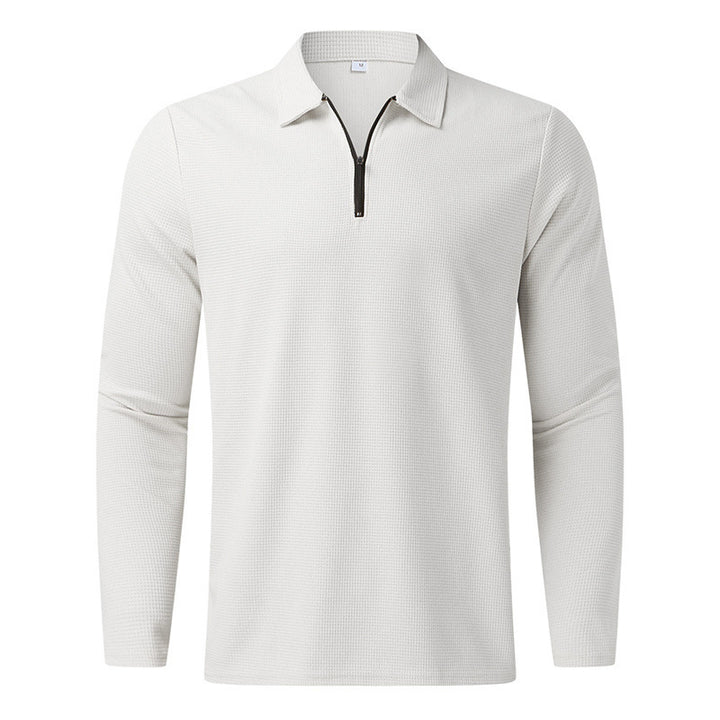 Herren Sportliches Langarm-Henley-Shirt mit Reißverschluss und strukturierter Oberfläche Drune
