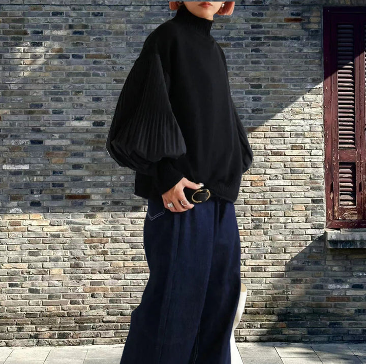 Damen Oversized Pullover mit strukturierten Puffärmeln Drune