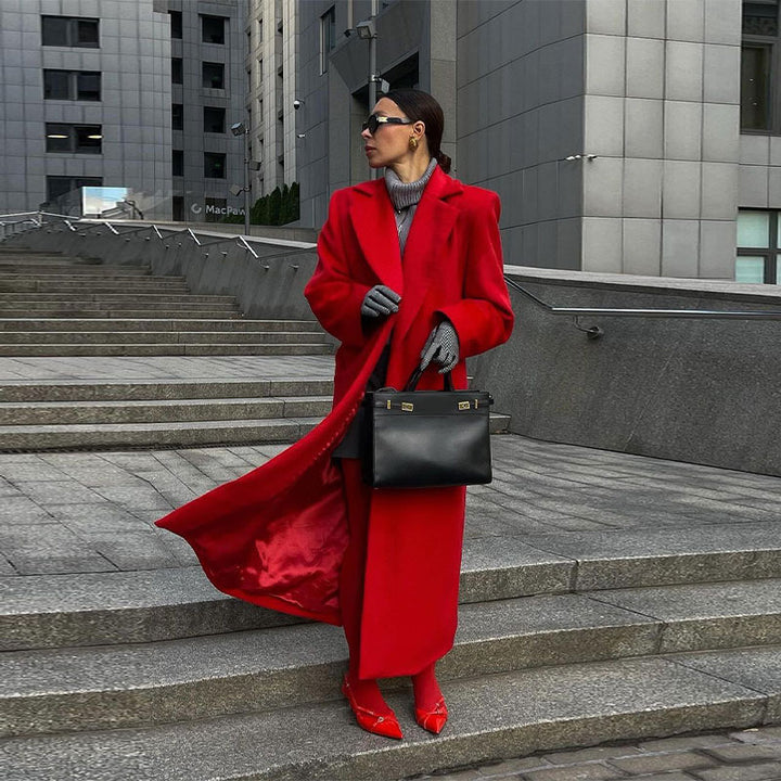 Damen Elegante Wollmantel mit Oversized-Schnitt und schickem Revers Drune