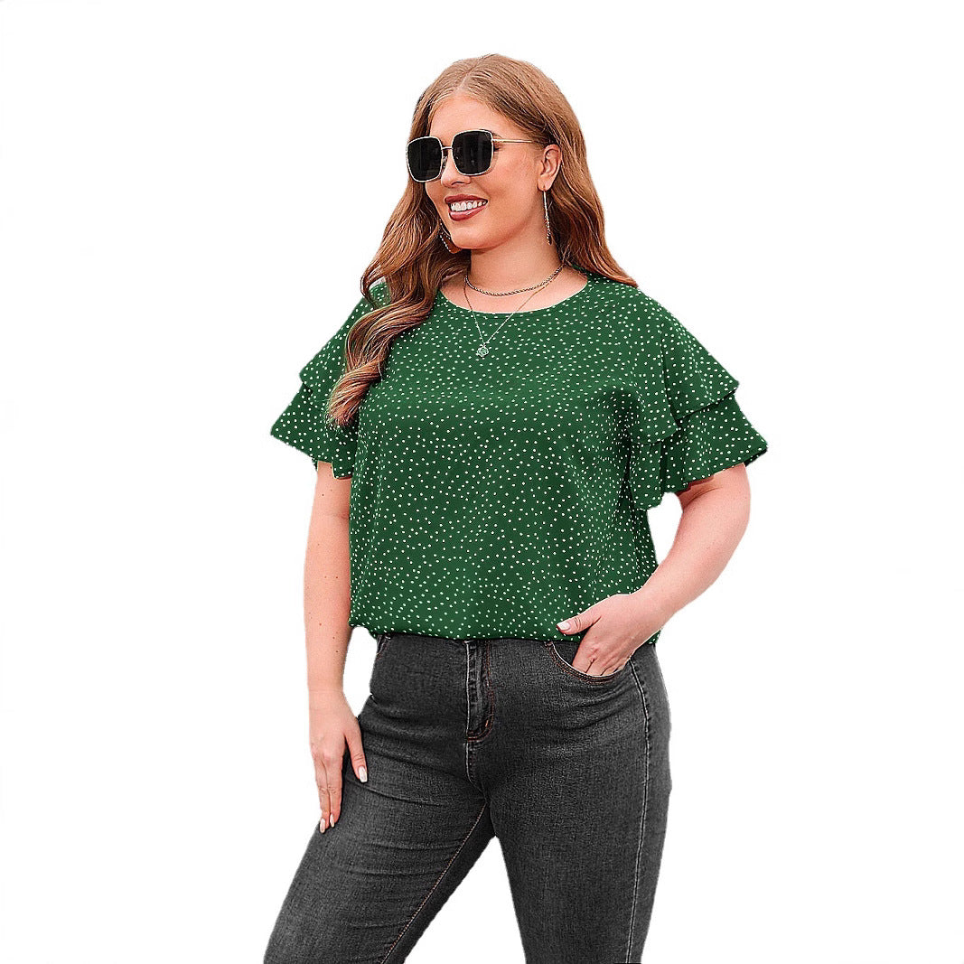 Damen Blusenshirt mit Volants und Punktedesign Drune