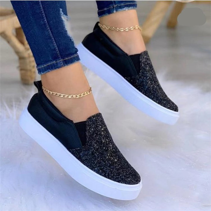 Damen Slip-On Sneakers mit glitzerndem Obermaterial und bequemem Einstieg Drune