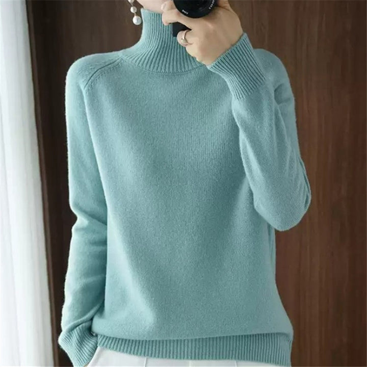 Damen weicher Rollkragenpullover aus feiner Merinowolle Drune