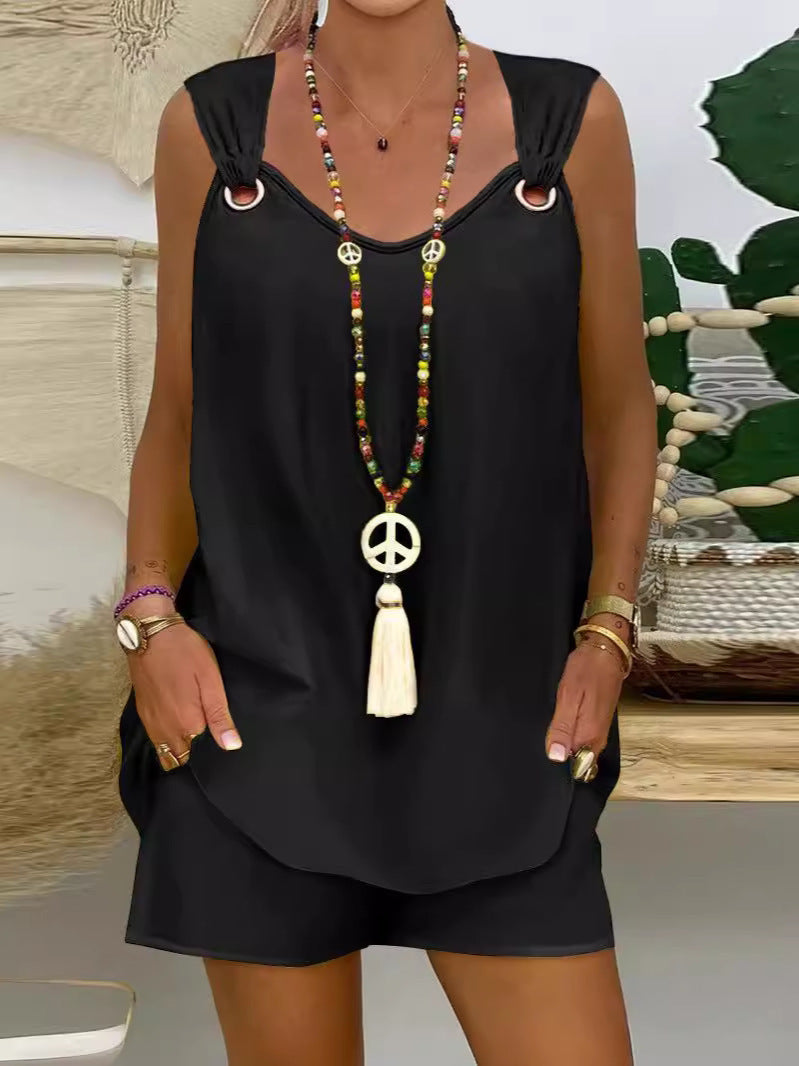 Damen Sommeroverall mit praktischen Taschen und Bindegürtel Drune
