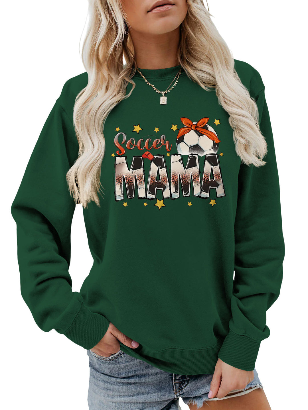 Damen Sweatshirt mit auffälligem "Soccer Mama" Aufdruck und bequemer Passform Drune