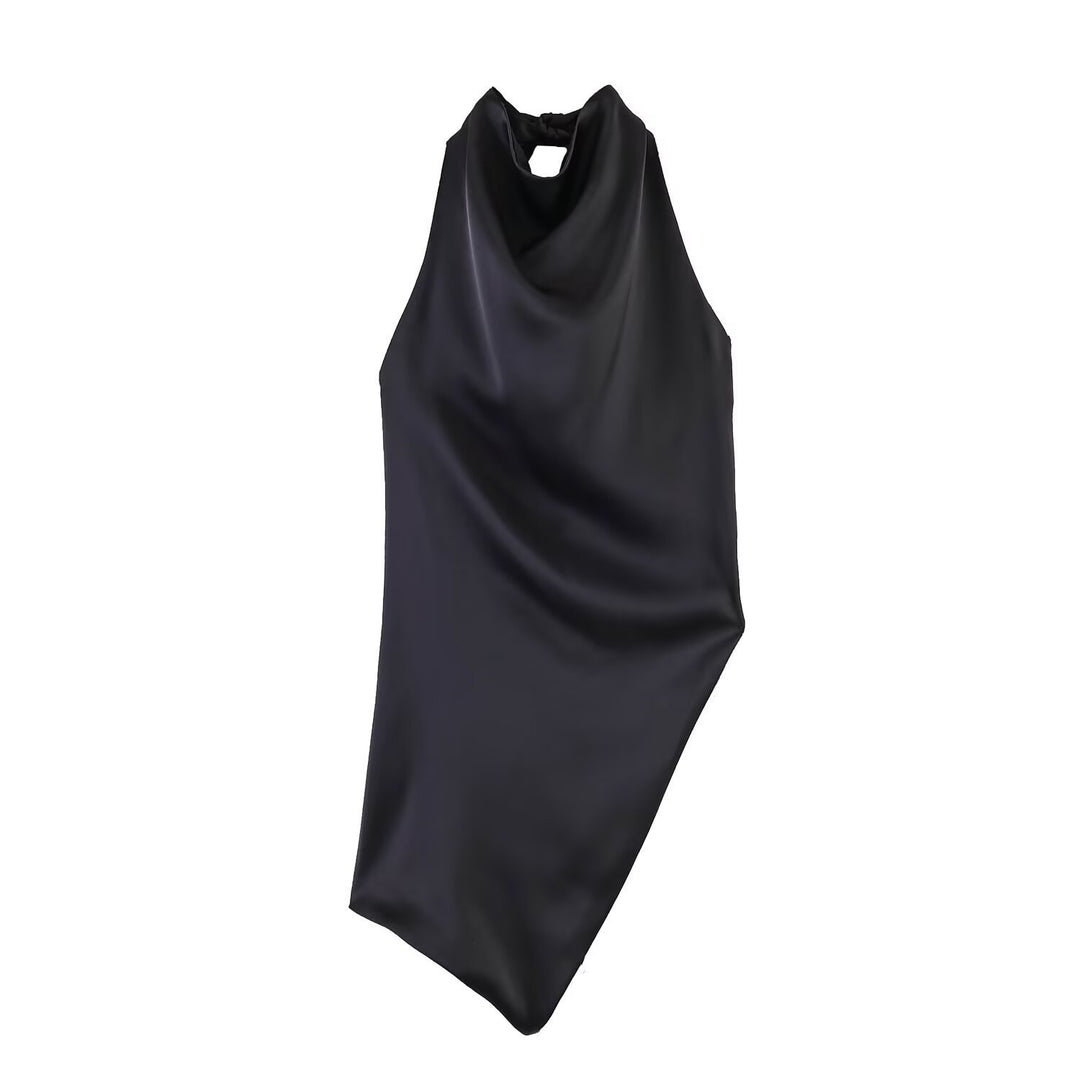 Damen asymmetrisches Satin Kleid Drune