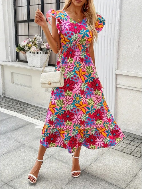 Damen Maxikleid mit floralem Muster Drune