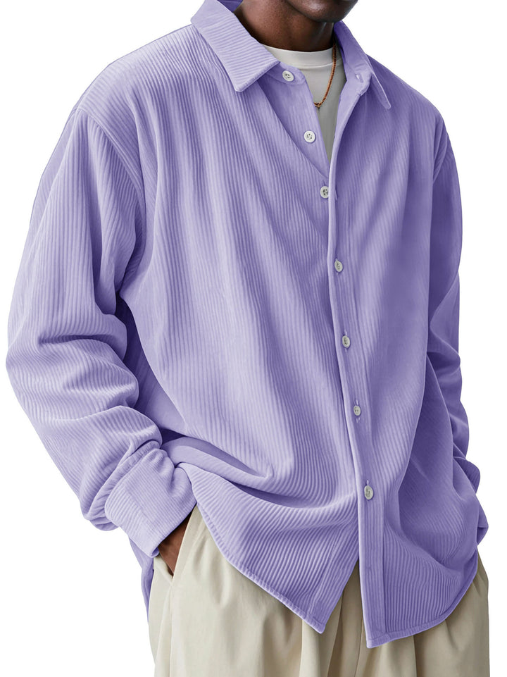 Herren nan oversized Kordhemd mit feiner Rippenstruktur und Relaxed-Fit Drune