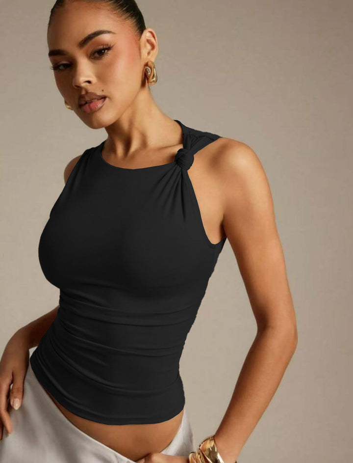 Damen Elegantes Oberteil mit Knoten-Detail und figurbetontem Schnitt Drune