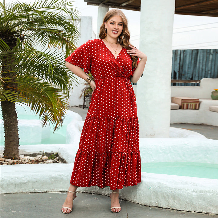 Damen Maxikleid mit trendigem Wickeldesign und feminine Rüschendetails Drune